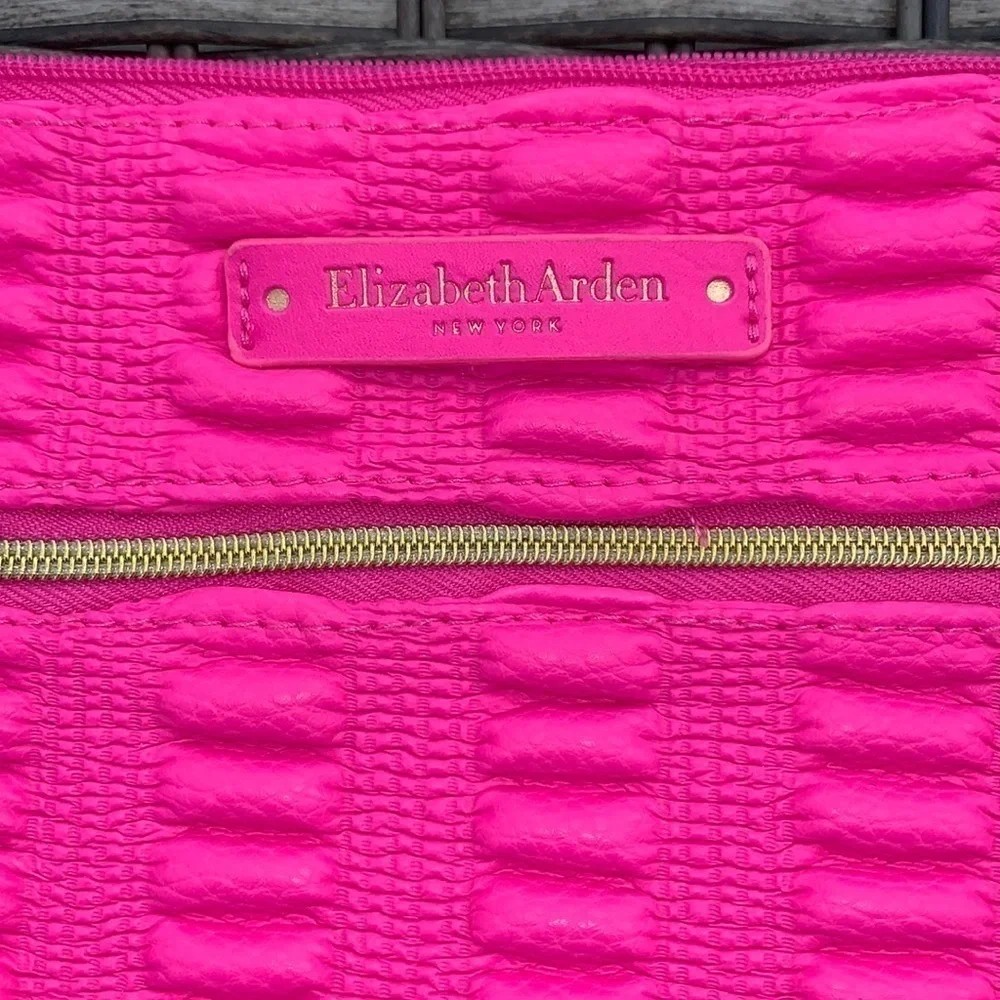 ELIZABETH Arden Hot Pink Ruched Cosmetic Case
